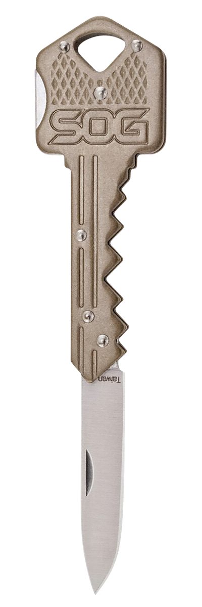 SOG Knives Key 1.50in Folding Plain Drop Point Satin 5 Cr13 MoV SS Blade/ B