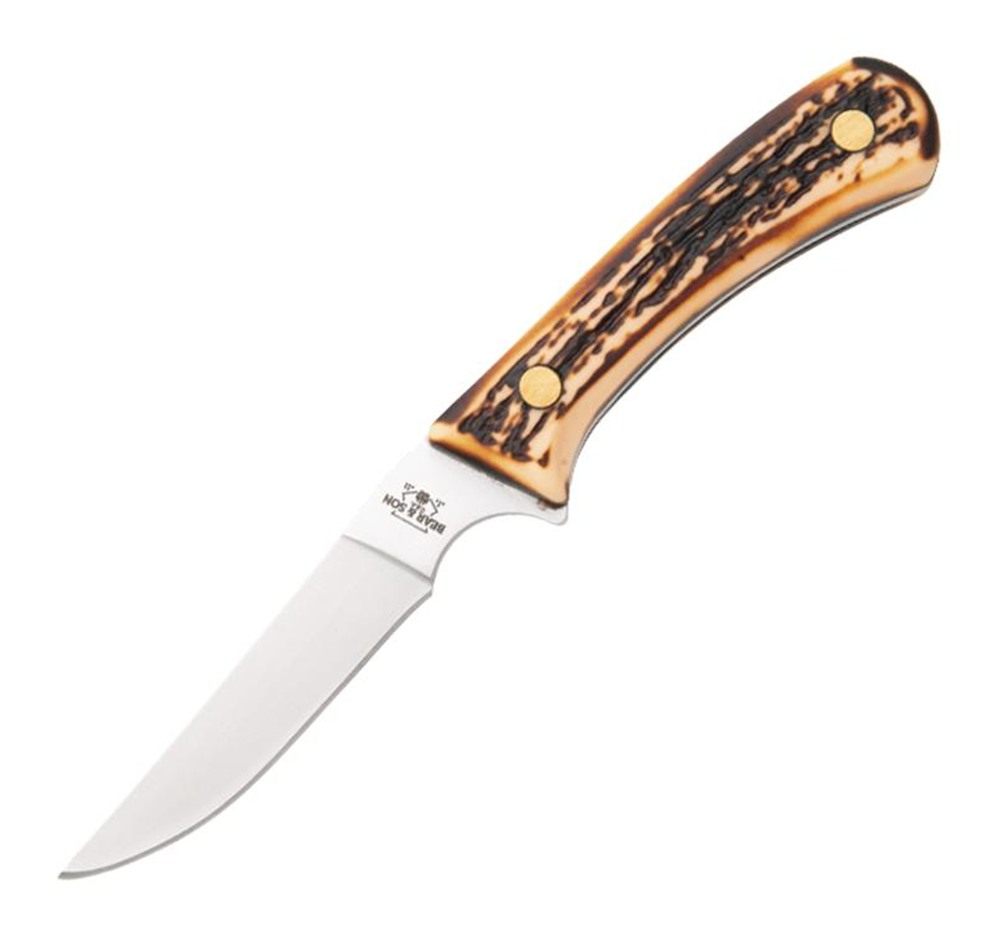 Bear Son Cutlery Bird Trout Fixed Knife 3in Clip Point Blade Stag Delrin wi view 2