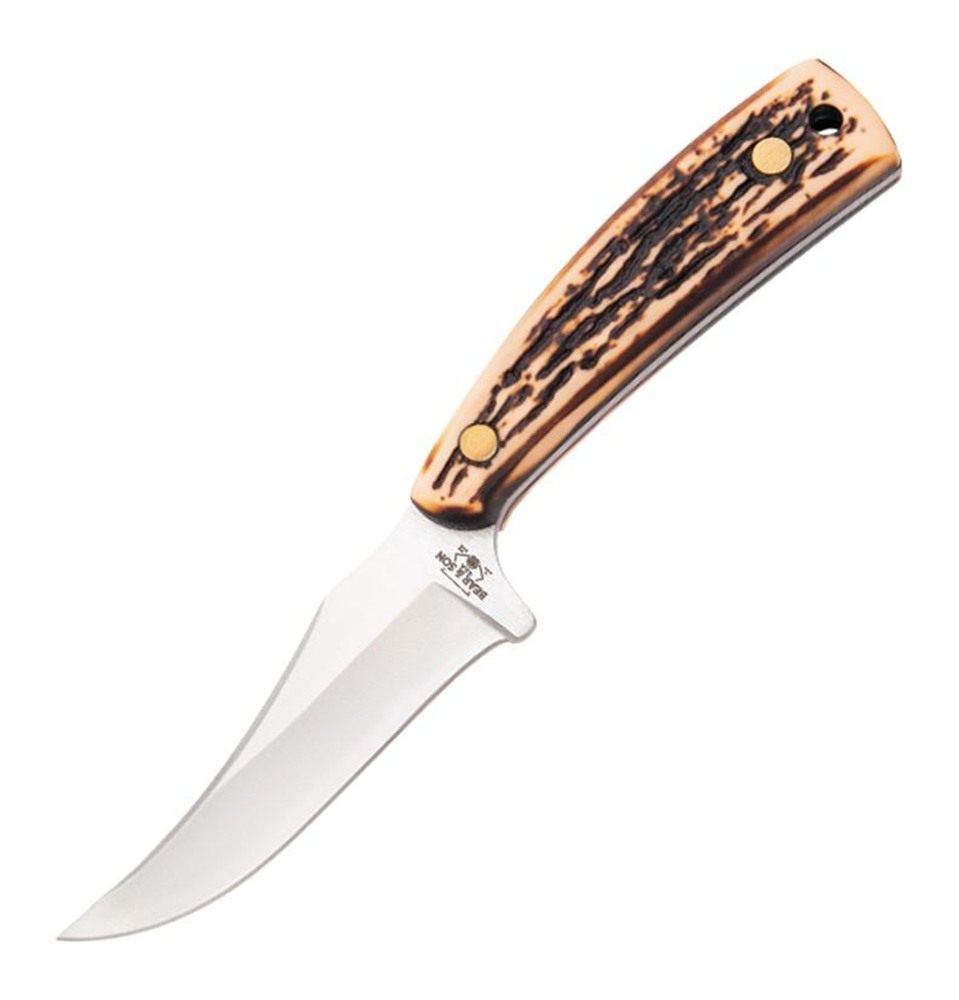 Bear Son Cutlery Upswept Skinner Fixed Knife 3-1/8in Clip Point Blade Stag view 2