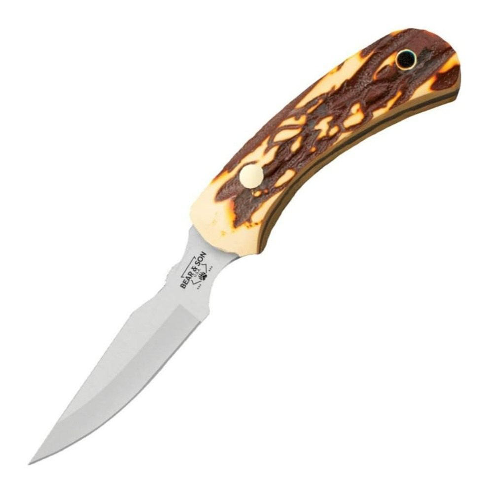 Bear Son 6-1/2in Stag Delrin Ergonomic Caper Knife, High Carbon Stainless S