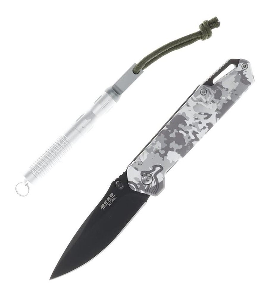 Bear Son Cutlery Edge Folding Knife 3in Drop Point Blade Truetimber White V