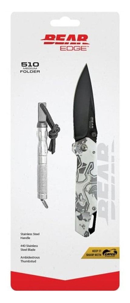 Bear Son Cutlery Edge Folding Knife 3in Drop Point Blade Truetimber White V view 4