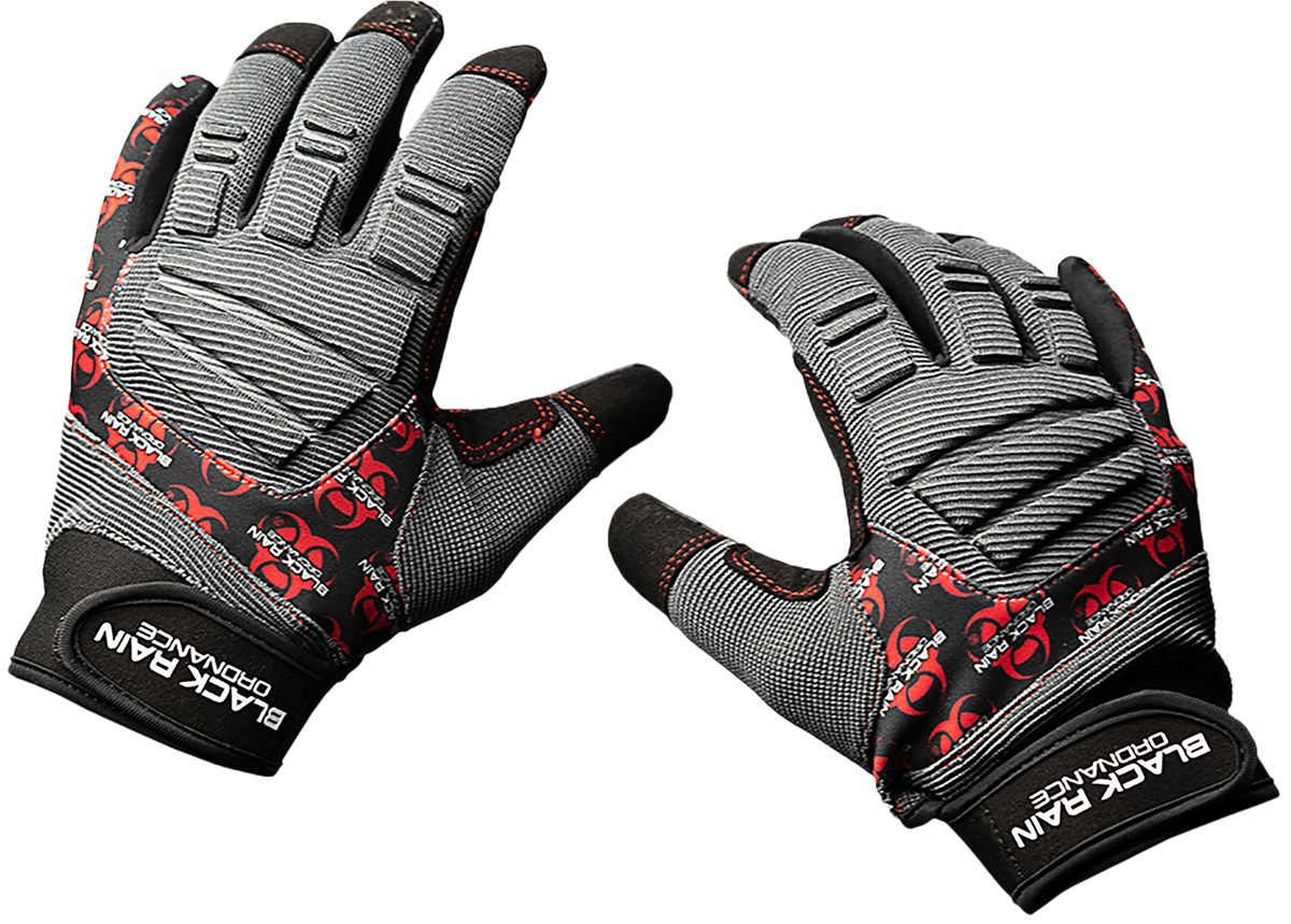 Black Rain Ordnance TACTGLOVEGRY/BLK/RDL Tactical Gloves Large Velcro