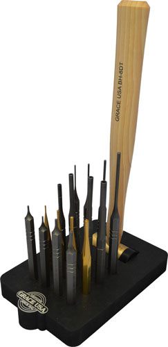 Grace USA 17 Piece AR15 Punch Hammer SET W/Bench Block