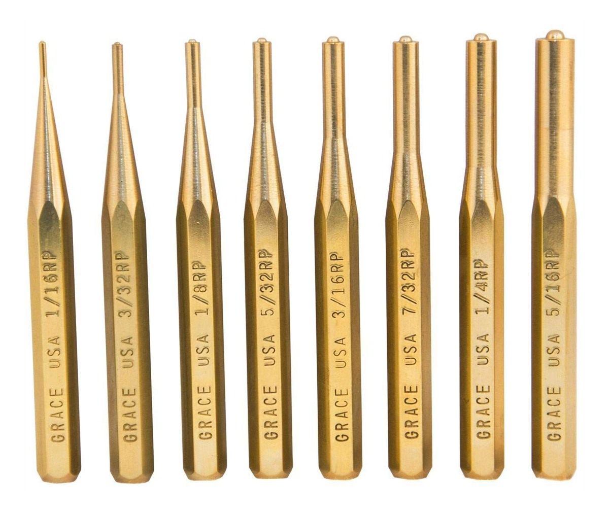 Grace USA BRP-8 - Gun Care Brass Roll Pin Punch Set - - - - 8 piece - Tools