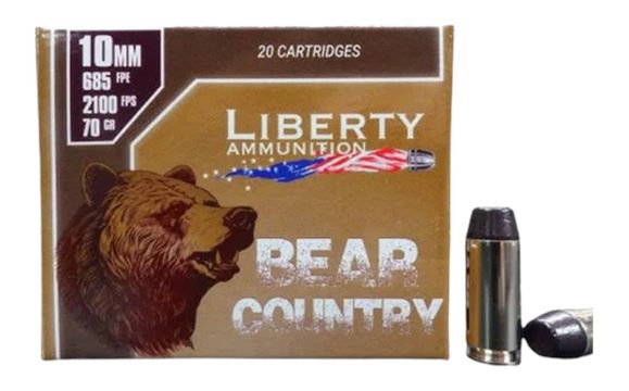 Liberty Ammunition Bear Country Handgun 10mm Auto 70gr Solid 2100 fps 20/ct view 2