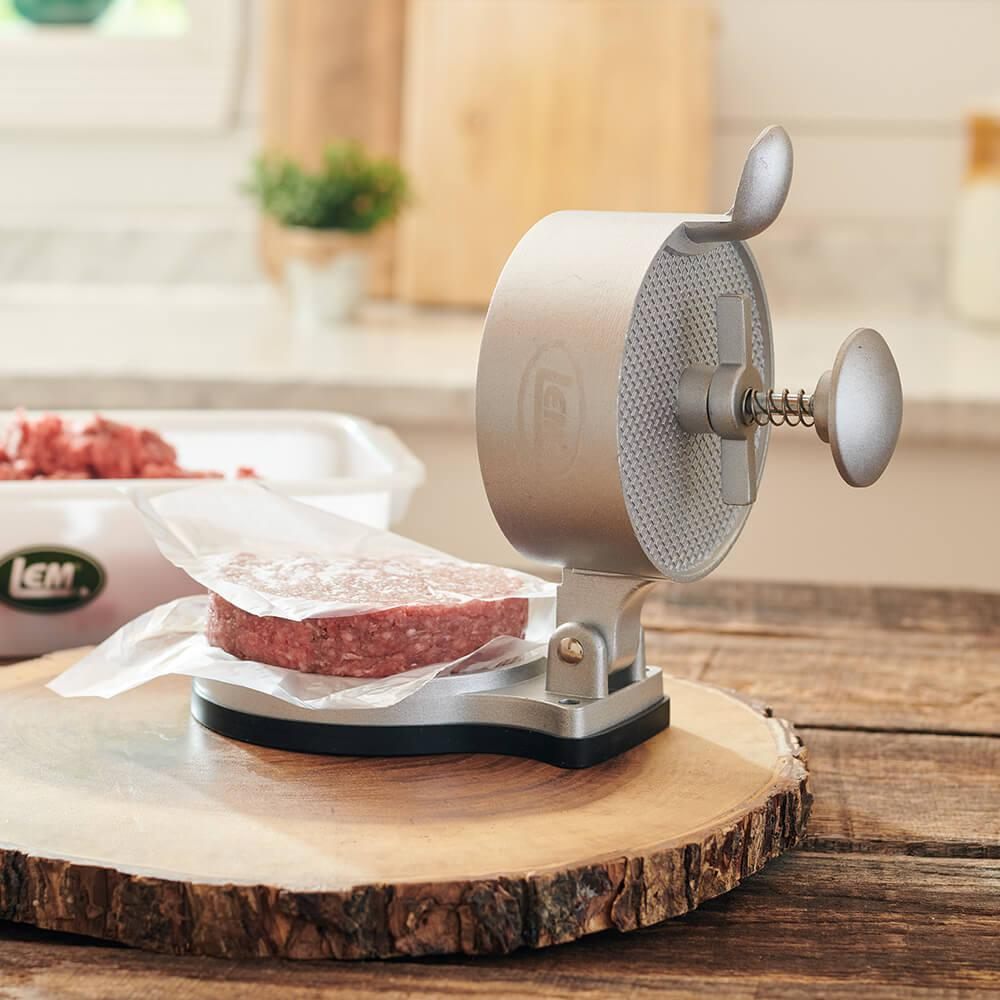 LEM Products Adjustable Burger Press, Spring-Loaded, Heavy-Duty Aluminum