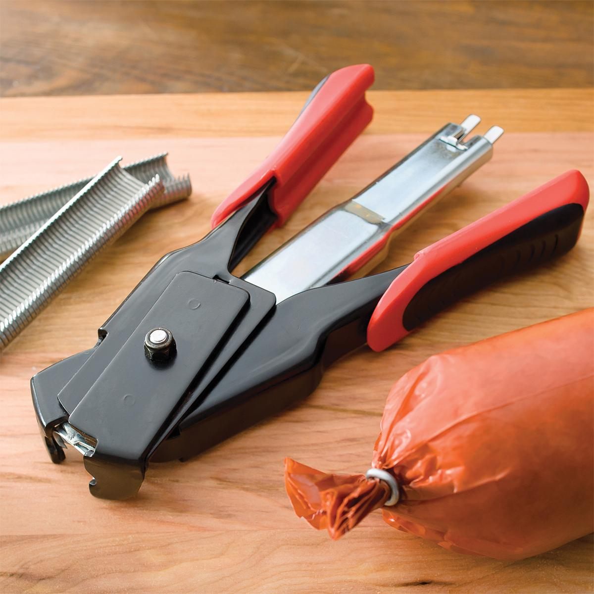 LEM Products Spring-Loaded Hog Ring Pliers, 100 Galvanized Steel Red and Bl view 2