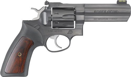 Ruger GP100 357MAG 4.20in ADJ. Blue Rubber W/Hardwood 7-Shot view 2