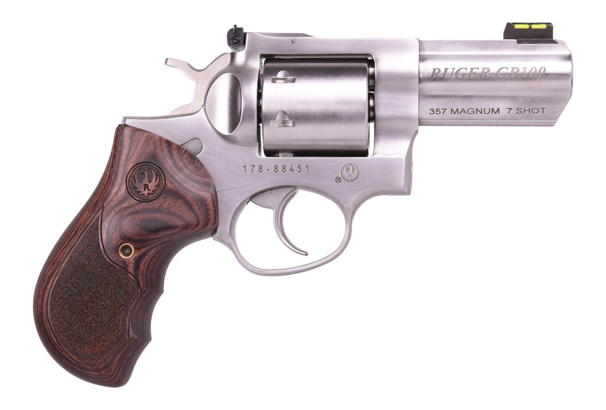 Ruger GP100 Revolver 357 MAG 3in 7-Shot (Talo) S/S Unfluted Cylinder Wood G
