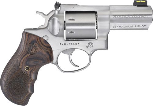 Ruger GP100 Revolver 357 MAG 3in 7-Shot (Talo) S/S Unfluted Cylinder Wood G view 2