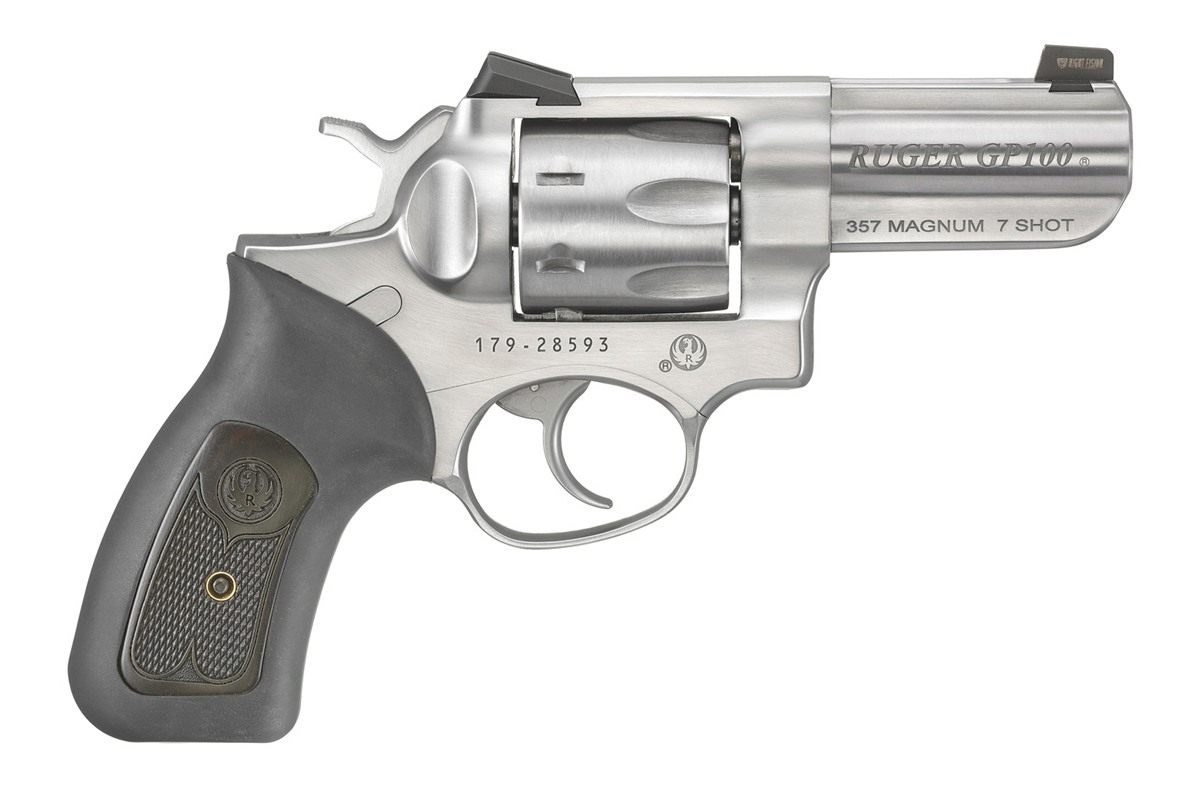 Ruger Wiley Clapp II GP100 357 3in BRL (Talo)S/S Tritium Yellow Frnt N/S 7