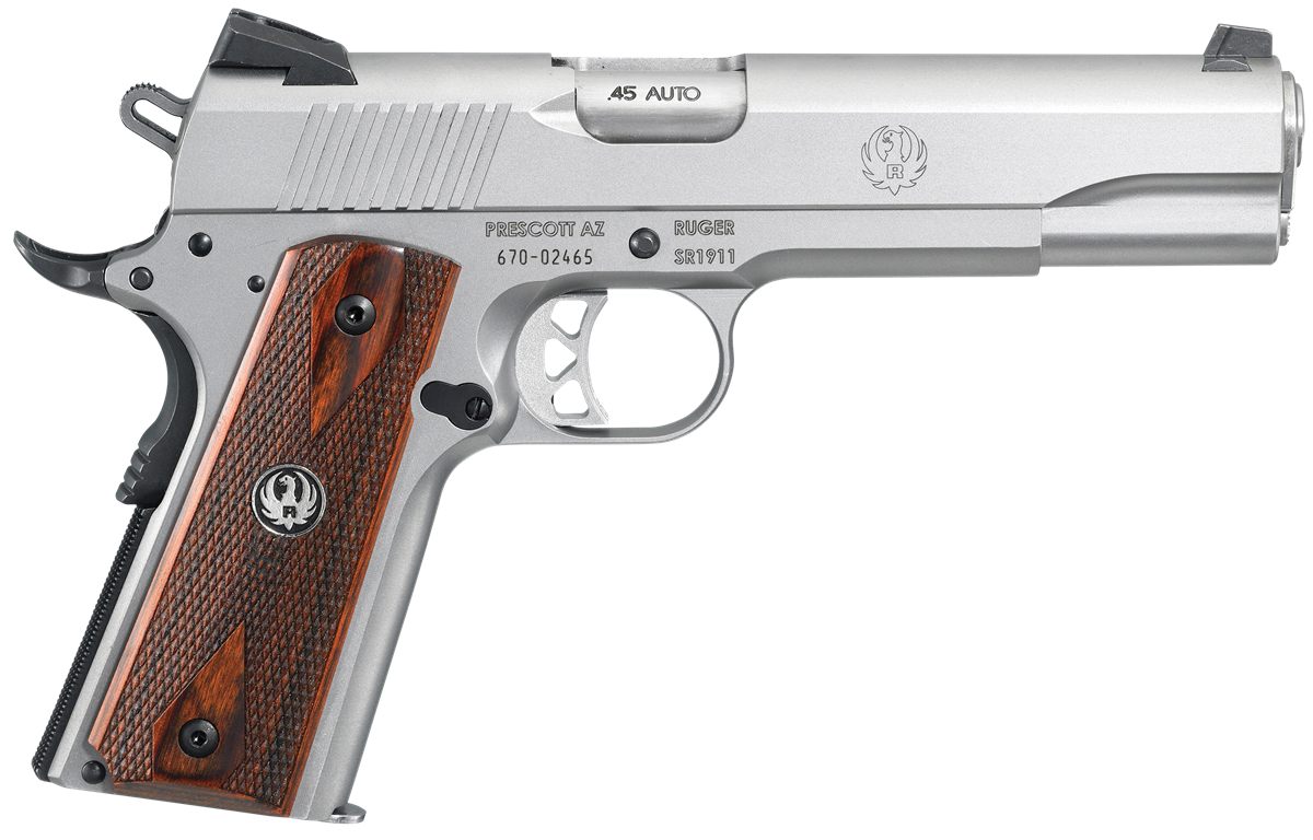 Ruger 6700 SR1911 Full Size 45 ACP 7+1/8+1 5in Low-Glare Stainless Steel Ba