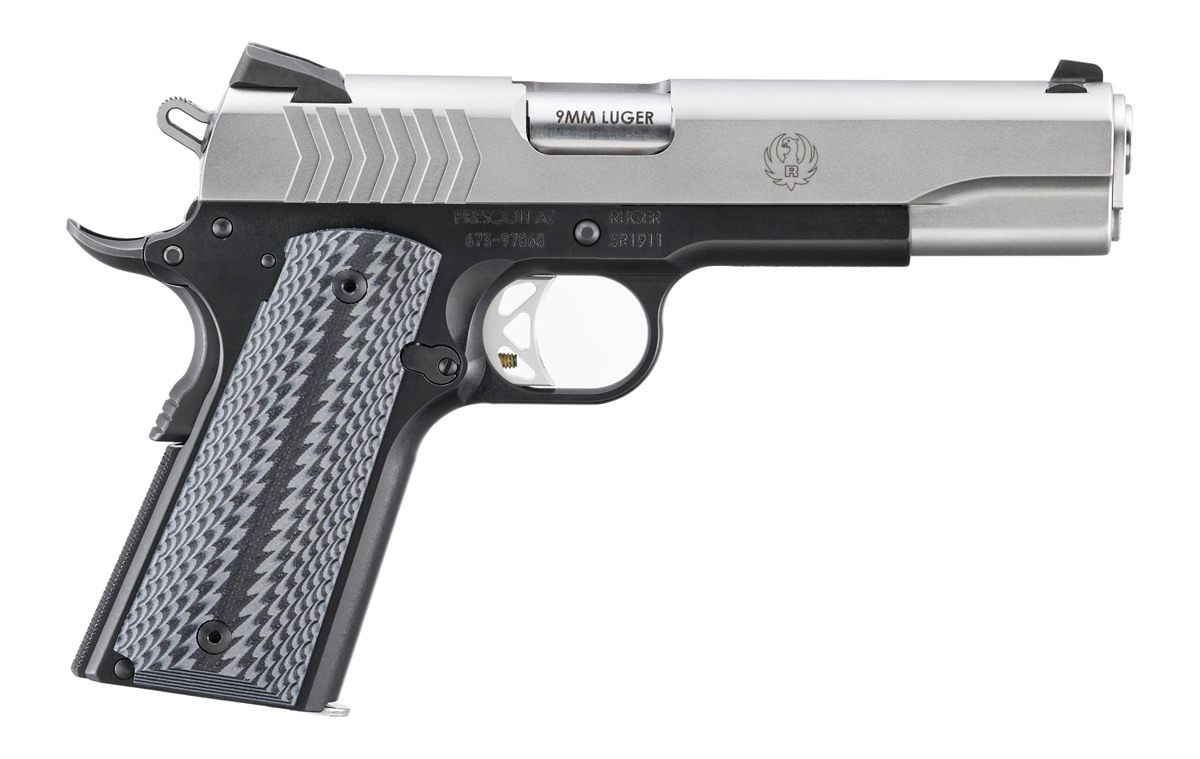 Sturm Ruger SR1911 Full Size 9mm Luger 9+1 5in Stainless Steel Barrel, Sati