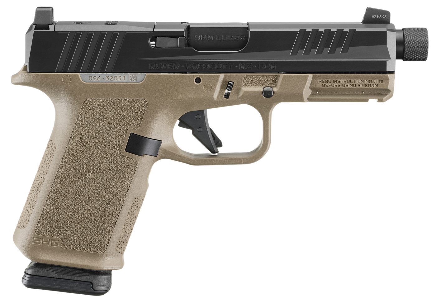 Ruger RXM Handgun 9mm Luger 15rd Magazines(2) 4.5in Threaded Barrel FDE Pol view 2