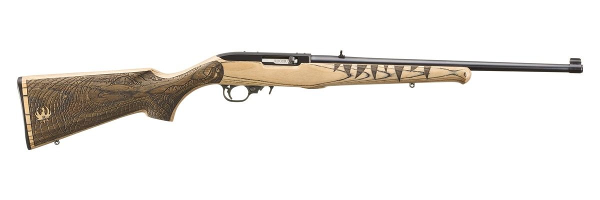 Ruger 10/22 22LR Gator Scene Blued Natural Laminate Stock