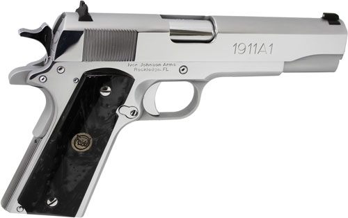 Iver Johnson 1911A1 38 Super 5in FS 9RD Chrome Black Pearl