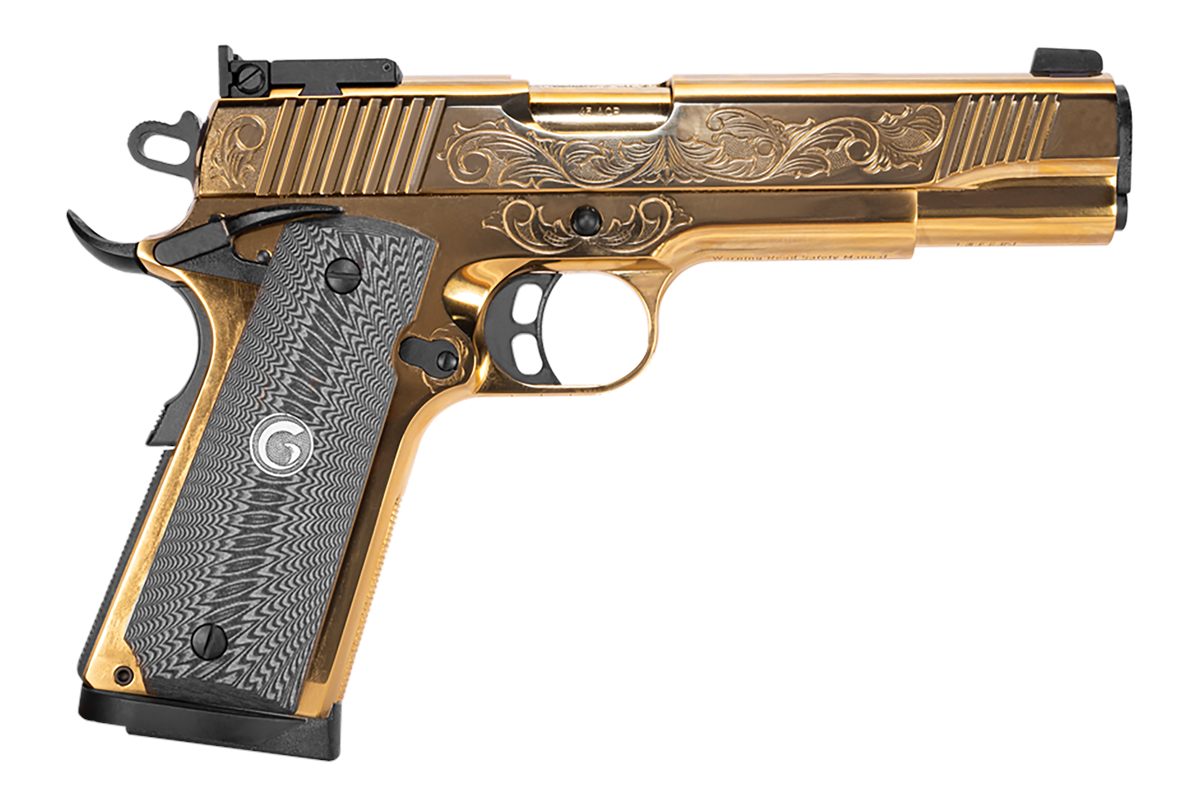 Girsan 390093 MC1911 S Lux 45 ACP 8+1 5in Gold Plated PVD Steel Barrel, Fin