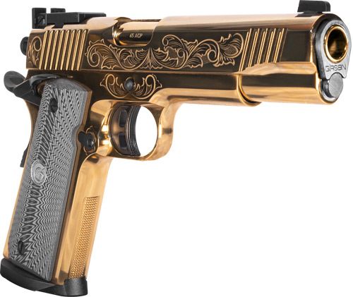 Girsan 390093 MC1911 S Lux 45 ACP 8+1 5in Gold Plated PVD Steel Barrel, Fin view 2
