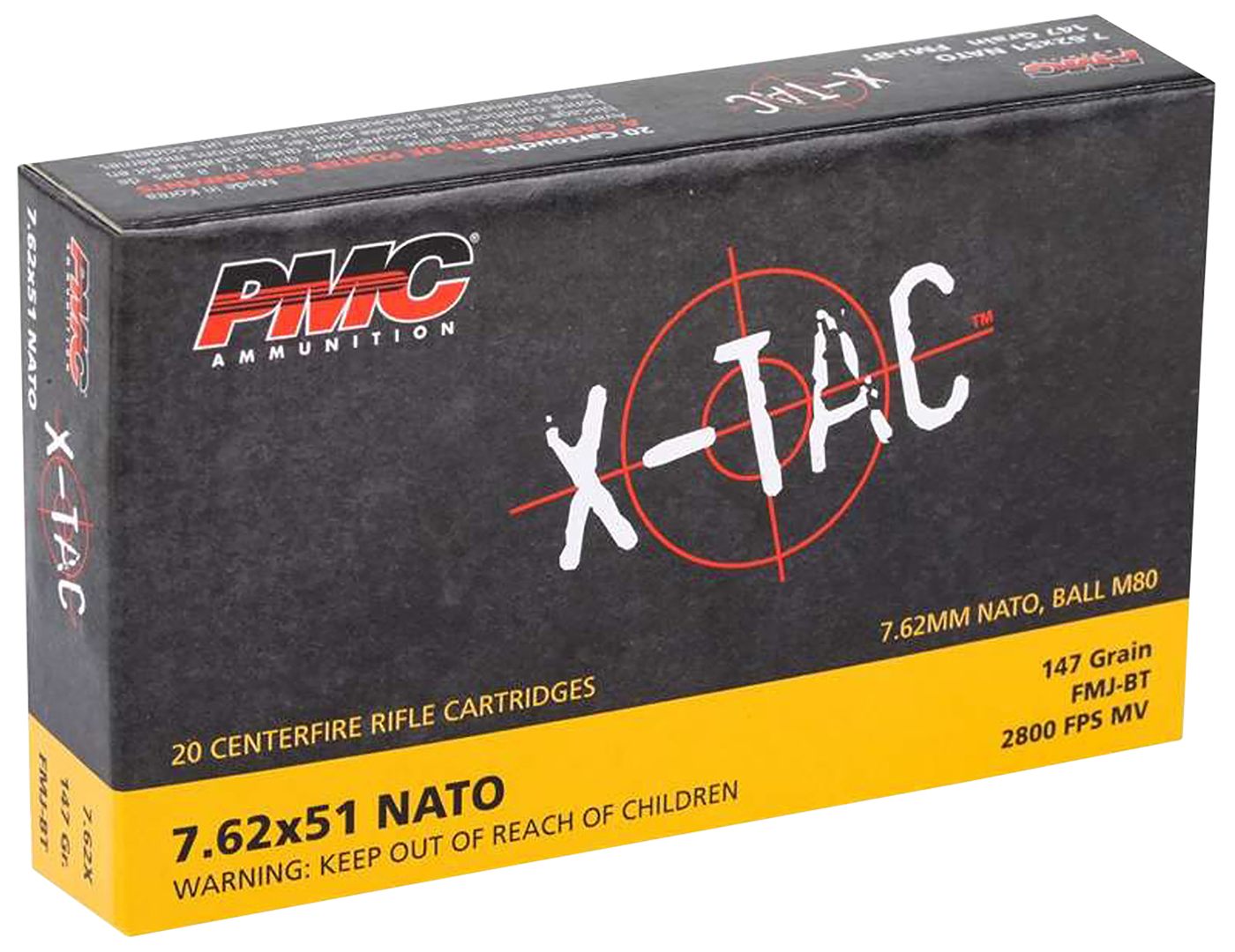 PMC Ammunition 762X X-Tac 147gr Full Metal Jacket Boat Tail 20 Per Box/25 C