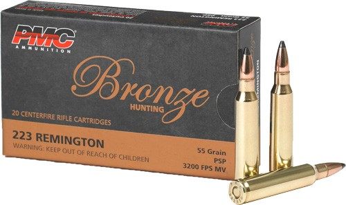 PMC Ammunition Bronze Hunting Rifle .223 Rem 55 gr SP 3200 fps 20/ct view 3