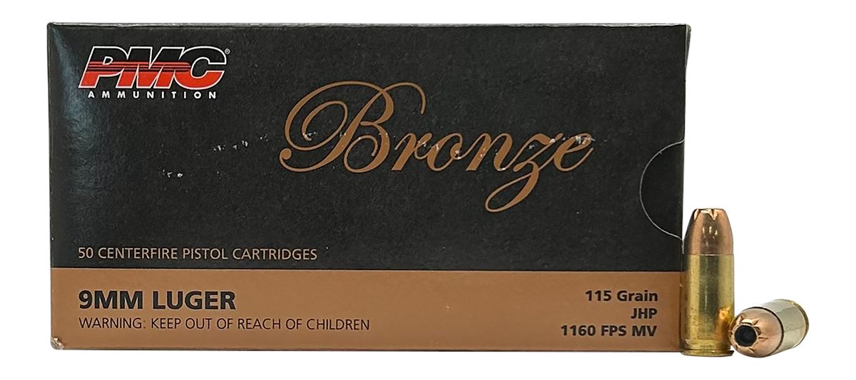 PMC Ammunition 9B Bronze 9mmLuger 115gr Jacketed Hollow Point 50 Per Box/20