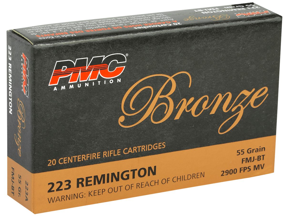 PMC 223A Bronze 223 Rem 55gr Full Metal Jacket Boat Tail 20 Per Box/50 Case