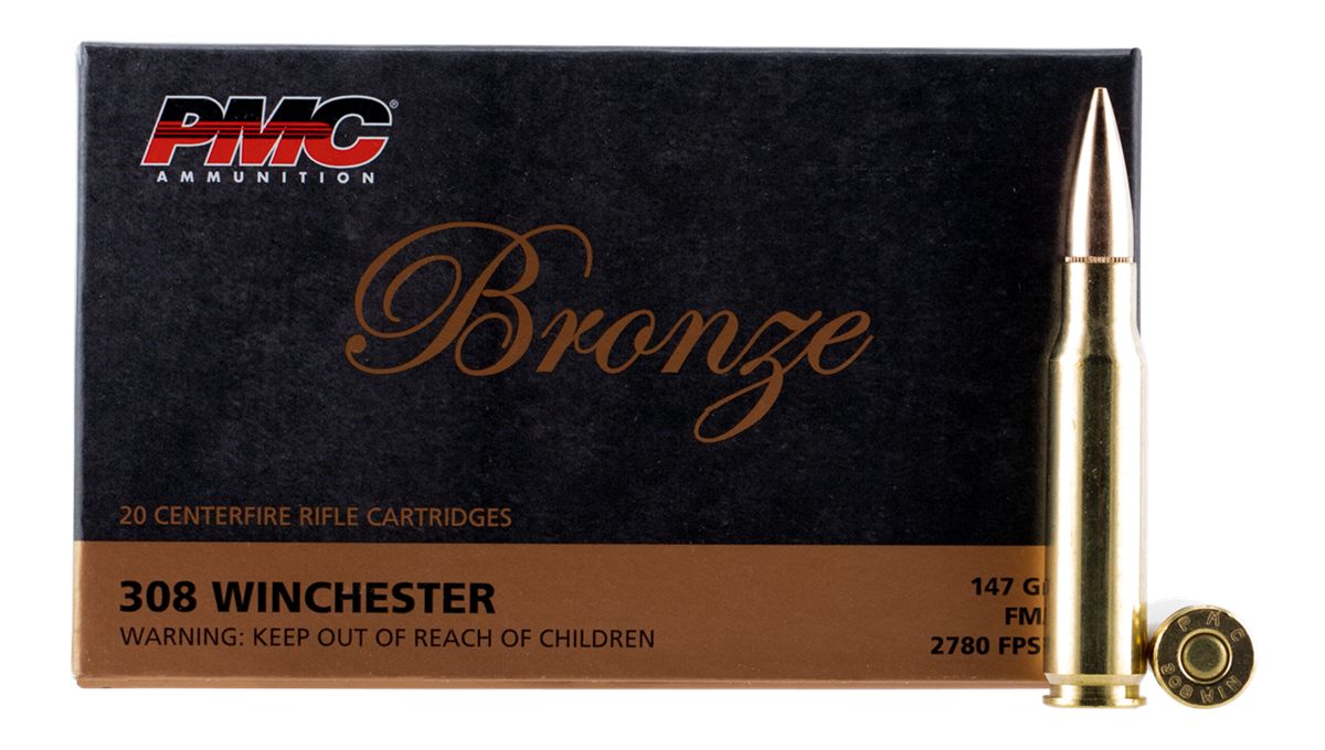 PMC Ammunition 308B Bronze 308 Win 147gr Full Metal Jacket Boat Tail 20 Per