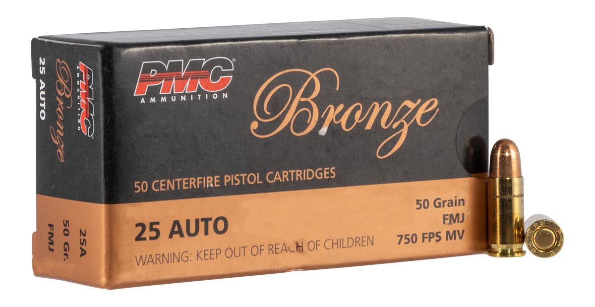 PMC Ammunition 25A Bronze 50gr Full Metal Jacket 50 Per Box/20 Case