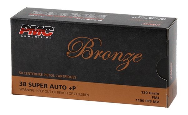 Poongsan PMC Bronze Handgun Ammunition .38 Super +P 130 gr. FMJ 1100 fps 50 view 2