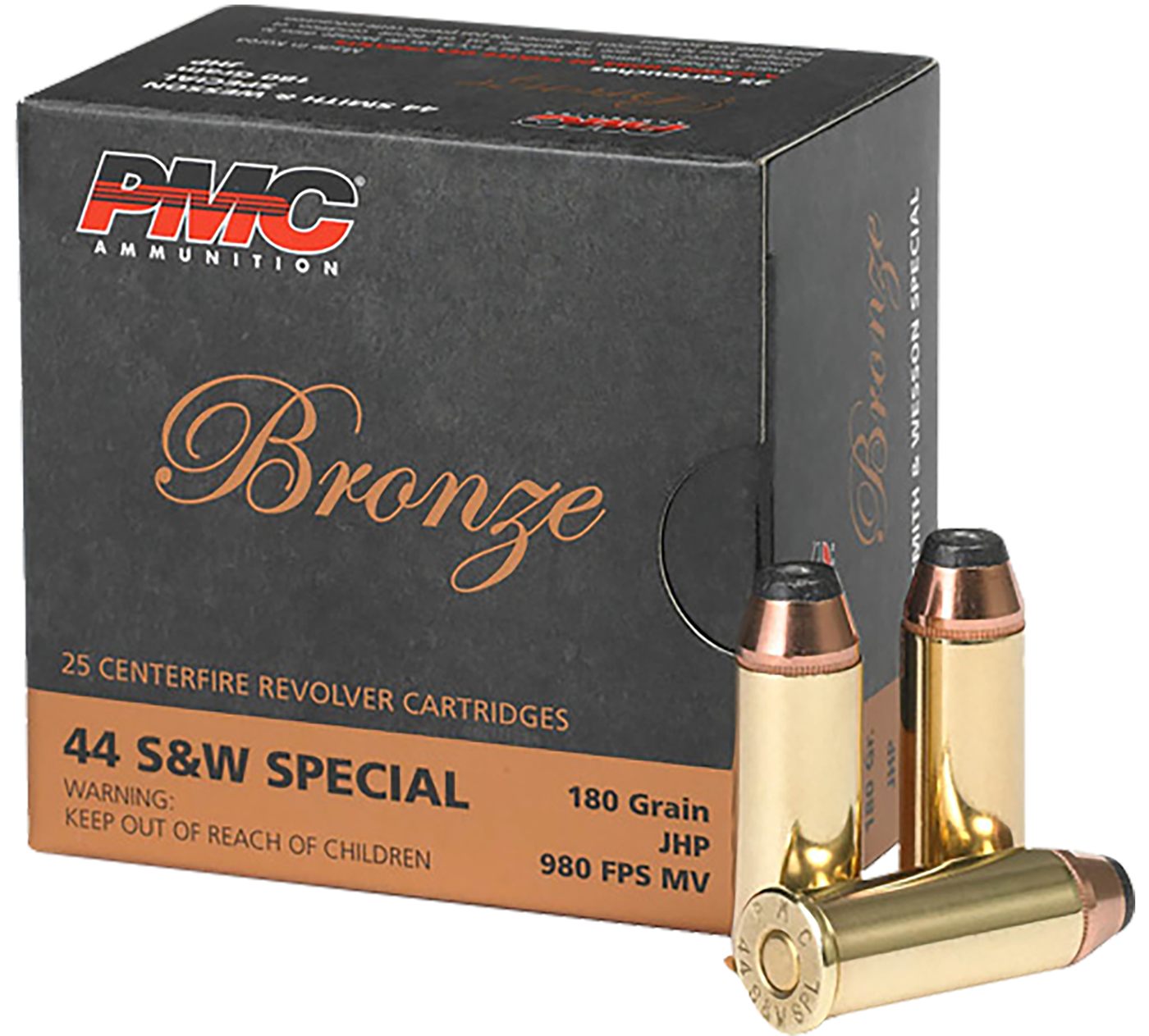 PMC Ammunition 44SB Bronze WSpl 180gr Jacketed Hollow Point 25 Per Box/20 C