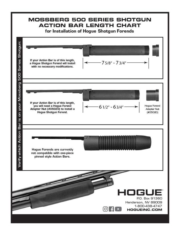 Hogue Shotgun Stocks - Mossberg 500 Forend 7 3/4in Tube