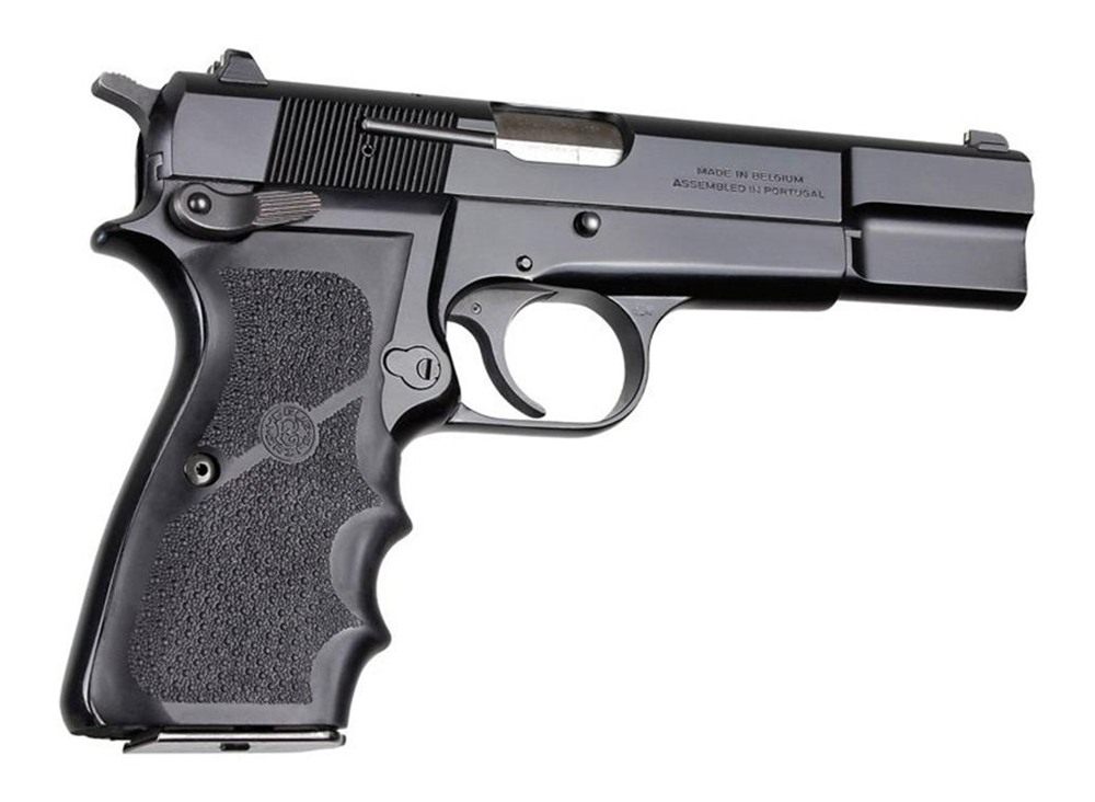 Hogue Combat Grips 09000 Rubber Black with Finger Grooves for Browning Hi-P