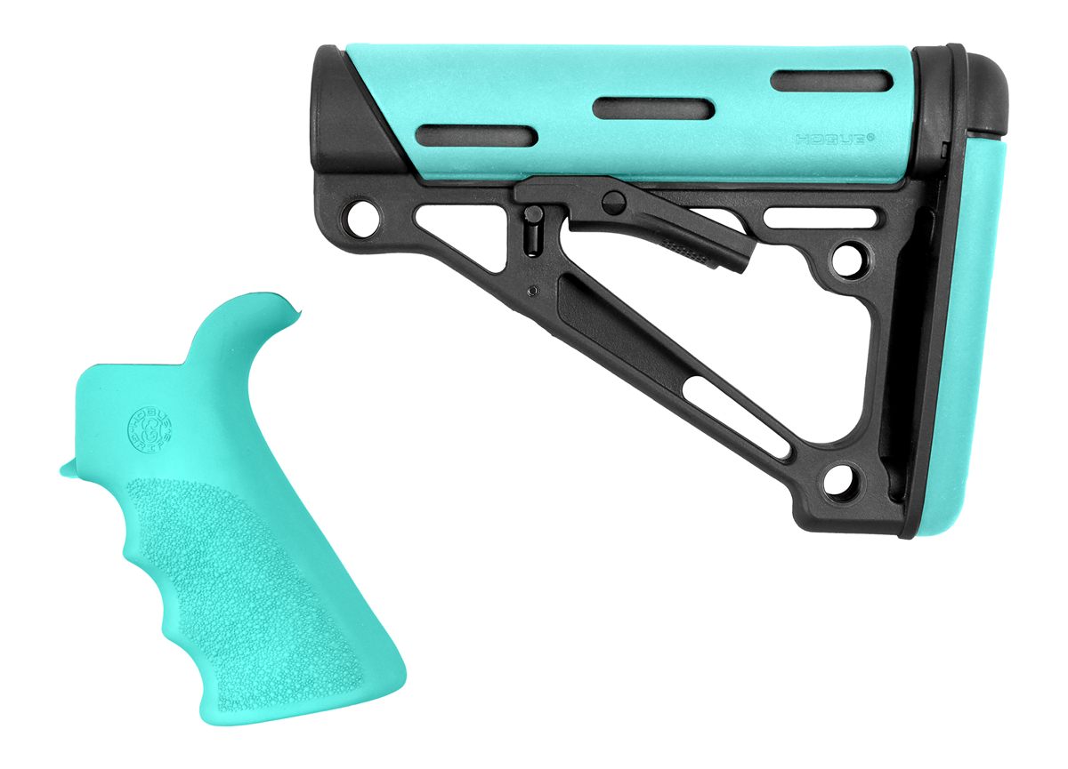 Hogue Combat Grips 13455 OverMolded 2-Piece Kit Collapsible Aqua Rubber Bla