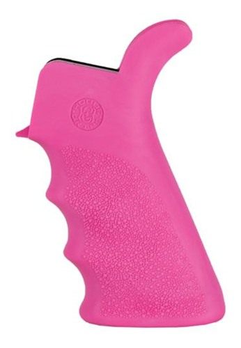 Hogue AR-15/M-16 Rubber Beavertail Grip with Finger Grooves-Pink
