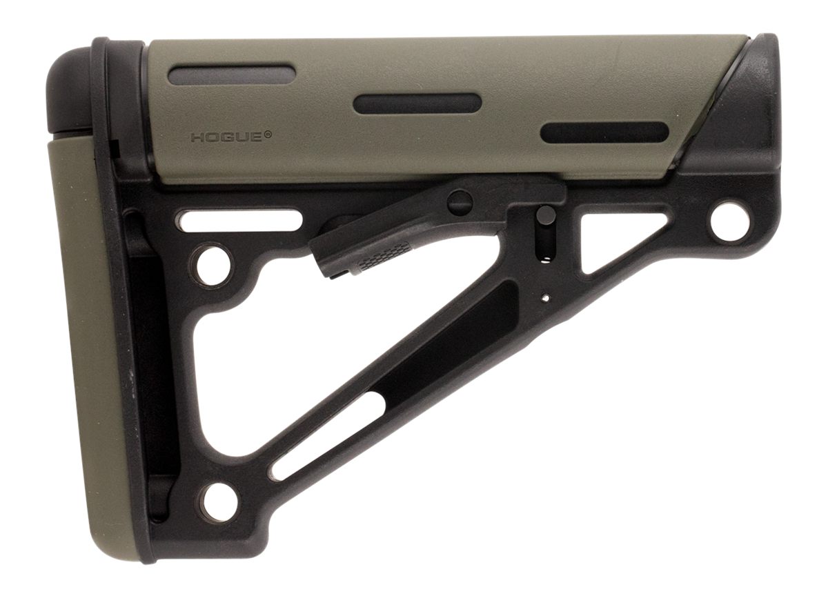 Hogue 15250 OverMolded Collapsible Buttstock OD Green OverMolded Rubber Black Synthetic AR-15, M16, M4