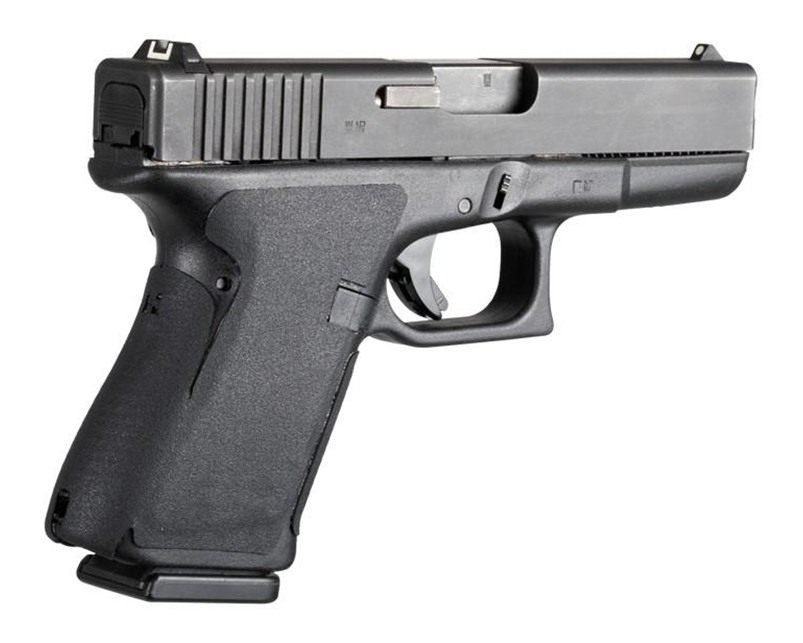 Hogue Glock 19, 23, 32 - Wrapter Rubber Adhesive Grip - Grain Texture - Bla view 2