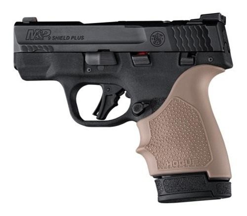 Hogue HandAll Beaver Tail Handgun Grip Sleeve S W M P 9 Shield Plus FDE view 2