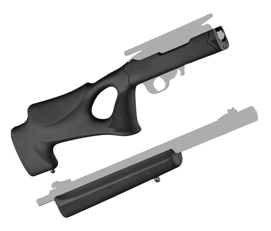 Hogue Combat Grips 22070 OverMolded Rifle Stock Fixed Thumbhole Black Rubbe view 2