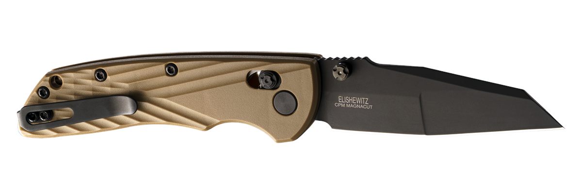 Hogue Deka 3.25in Folding Wharncliffe Plain Black Cerakote CPM MagnaCut SS