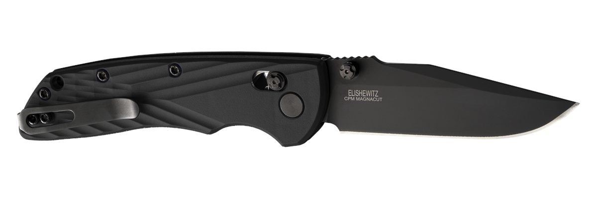 Hogue Deka 3.25in Folding Clip Point Plain Black Cerakote CPM MagnaCut SS B
