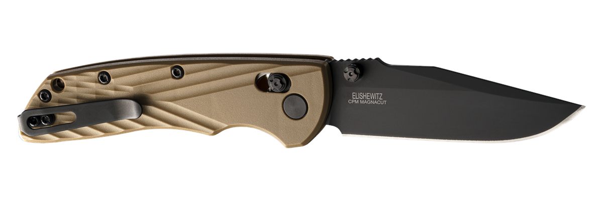 Hogue Deka 3.25in Folding Clip Point Plain Black Cerakote CPM MagnaCut SS B