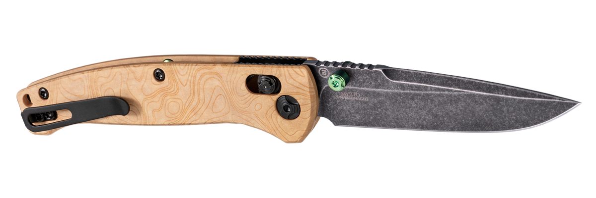 Hogue Combat Grips 24459 Mysto 3.40in Folding Clip Point Plain Black Stonew