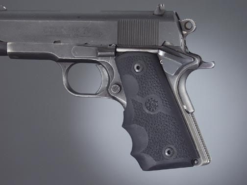 Hogue 43000 Rubber Grip Cobblestone Black with Finger Grooves for 1911 Offi