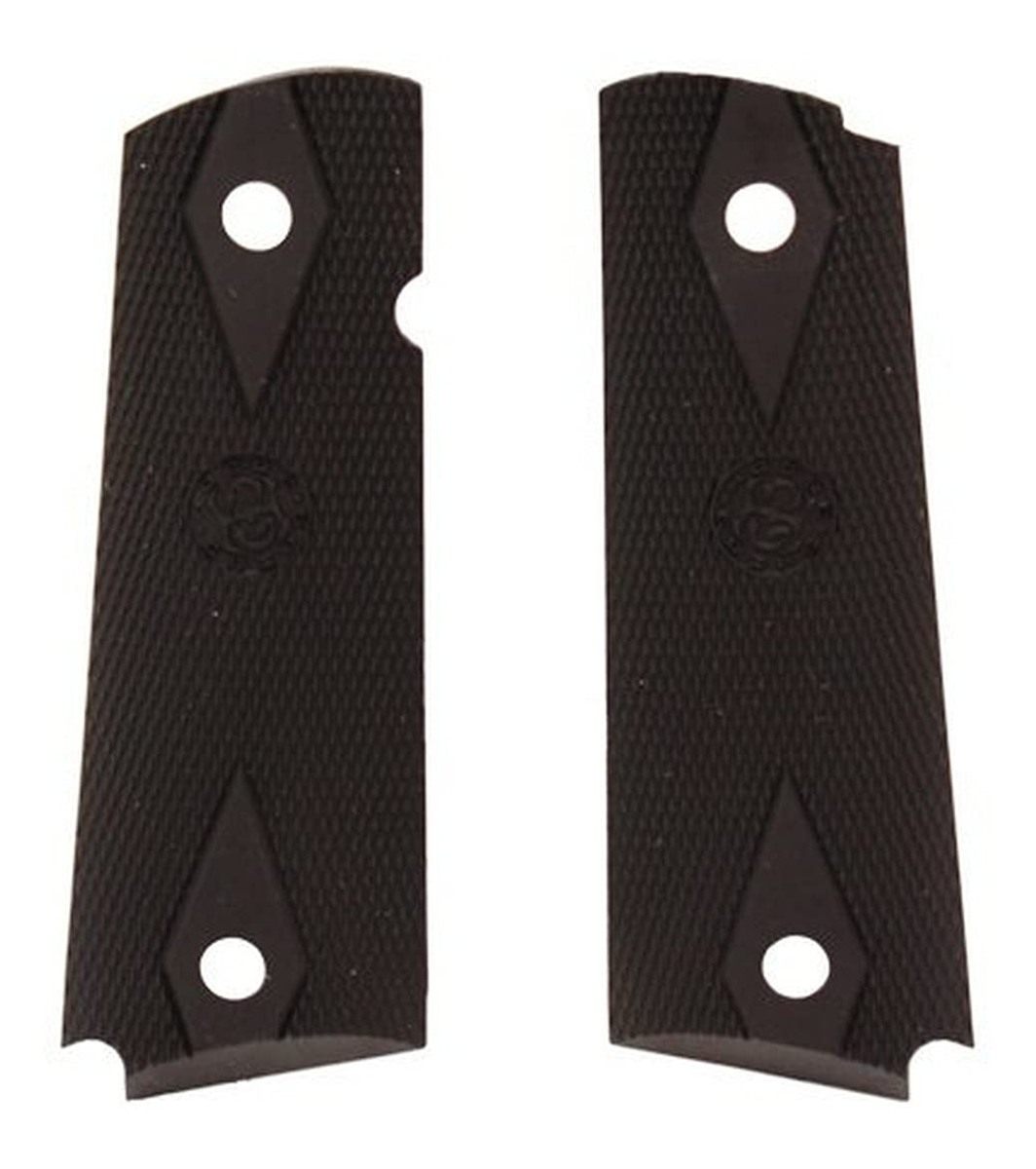 Hogue 45010 1911 Govt. Model: Checkered OverMolded Rubber Grip Panels - Bla