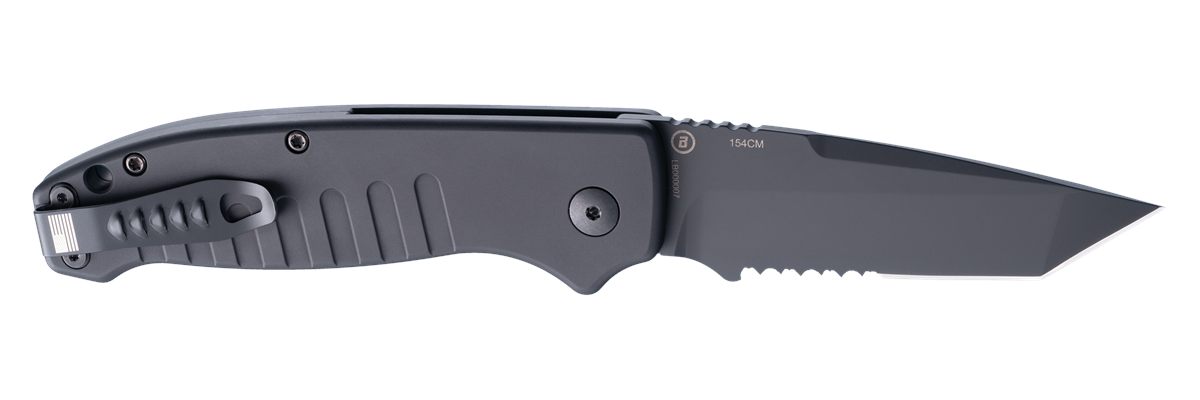Hogue Combat Grips 64120 Ballista 3.50in Folding Tanto Part Serrated Black