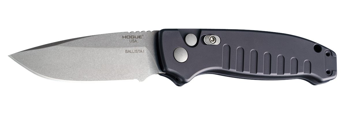 Hogue Combat Grips Ballista-I 3.5in Button Lock Automatic - Drop Point Blad