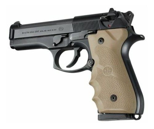 Hogue 92003 Rubber Grip Flat Dark Earth with Finger Grooves for Beretta 92