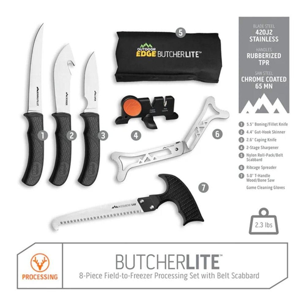 Outdoor Edge BL1 ButcherLite 4.30in/4.50in/5.9in/6in Folding Plain/Saw 420J view 2