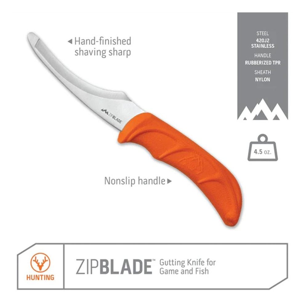 Outdoor Edge ZipBlade Fixed-Blade Field Dressing Knife 4in Orange view 2